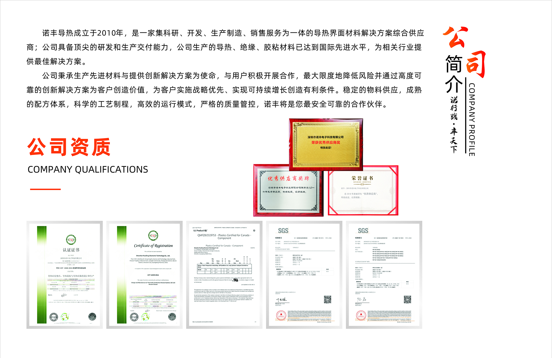 诺丰导热介绍及公司资质展示 诺丰导热介绍及公司资质展示